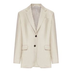 Brunello Cucinelli Women Single-Breasted Tailored Linen Jacket
